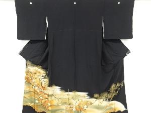 リサイクル　松に鉾車模様刺繍留袖(比翼付き)